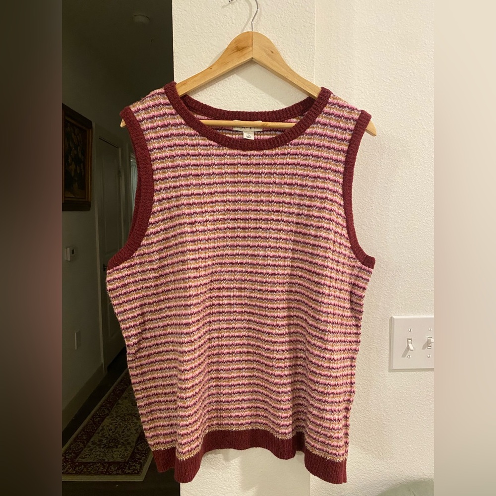 Ava Viv Mauve and Gold Sweater Vest: 2X